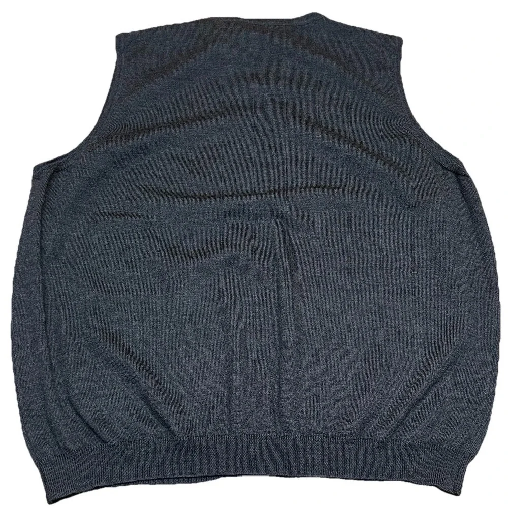 Brandini Black 100% Extra Fine Merino Wool V-Neck Sweater Vest Grandpa Men's‎ L